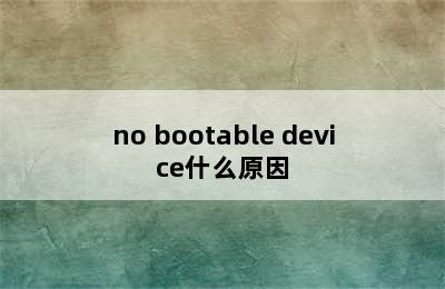 no bootable device什么原因